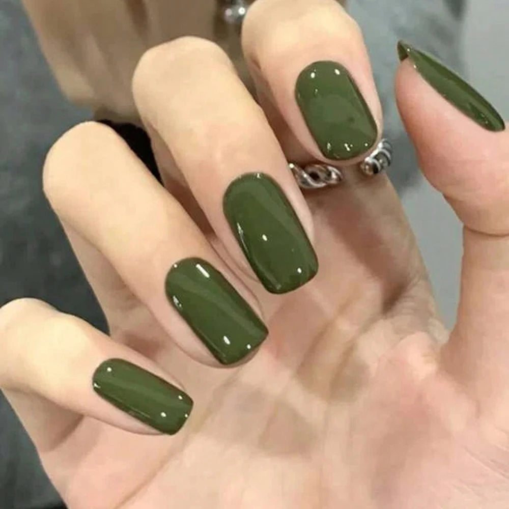 24Pcs Press on Nails Short Square White Press on Nails Solid Color Sweet French Tip Press on Nails Cute Nail