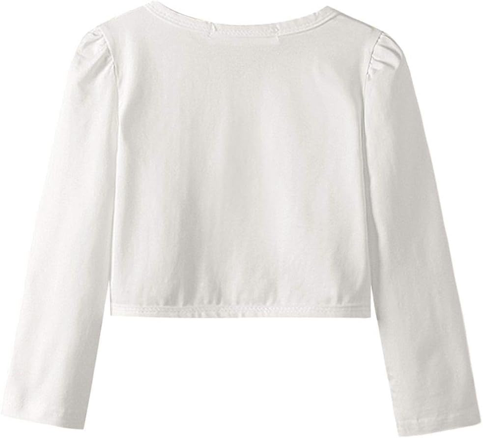 Girls Shrugs Lace Bolero Long Sleeve Cardigan Party Church Dress Cover Up
