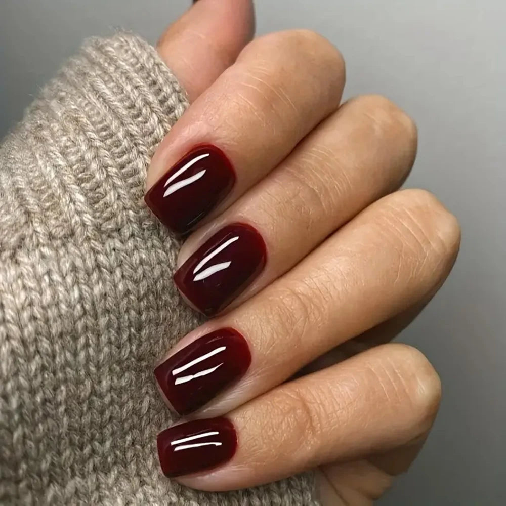 24Pcs Press on Nails Short Square White Press on Nails Solid Color Sweet French Tip Press on Nails Cute Nail